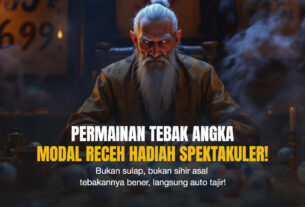 Seorang pria tua misterius di ruangan gelap dengan bola angka dan lilin, menggambarkan suasana mistis permainan togel.
